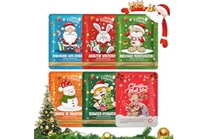 YOLONCE 6 Stück Weihnachten Gesichtsmasken Pflege Set,Hautpflege Feuchtigkeitsmaske Gesicht,Beauty Beruhigend Masken für die Glättet und erhöht die Hautfeuchtigkeit,für alle Hauttypen