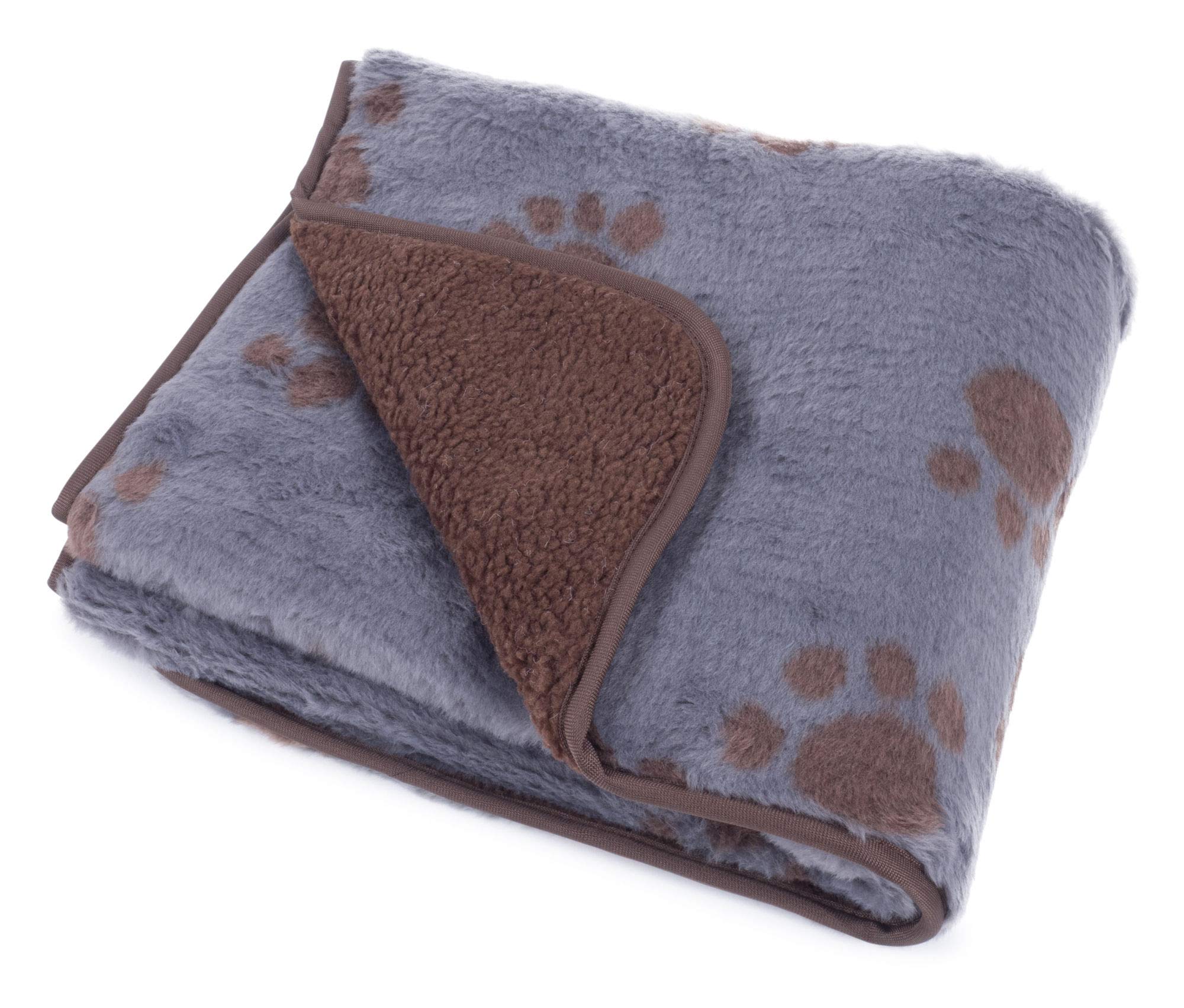 Petface Sherpa Printed Fleece Comforter Blanket For Dogs Grey