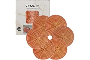 VEIZIBEE Posavasos o Alfombrilla de café de 11 cm manteles Individuales Lavables manteles Individuales Redondos para Mesa de Comedor Material Natural Tejido a Mano，se Utiliza en restaurantes、cafés (Naranja)