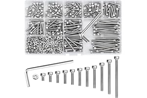 YUENX M3 Bouton à Tête Hexagonale, 440Pcs Écrou de Blocage Assortiment Kit en Acier inoxydable Bouton à tête hexagonale avec deux clés et boîte de rangement