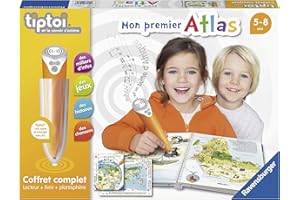 Ravensburger - tiptoi®- Coffret complet lecteur interactif + Livre Mon premier Atlas - Jeu éducatif électronique, sans écran - A partir de 5 ans - version française - 00 032