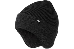Wmcaps Winter Beanie for Men with Earflaps，Unisex Thick Warm Knit Hat with Ear Flaps，Fleece Lined Woolly Hats for Outdoor Activity