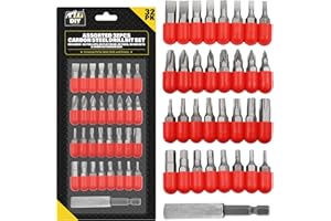 SOL Assorted 32pcs Carbon Steel Drill Bit Set – Includes 8 Phillips, 8 Flat, 8 Torx & 8 Hex Bits – Impact Driver Bits for Versatile Applications – Universal Drill & Screwdriver Set
