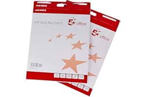 5 Star Flipchart Pad Self-adhesive 80gsm 30 Sheets A1 White [Pack 2]