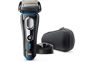 Braun Series 9 9242s męska golarka elektryczna, podstawa ładująca i torba podróżna - czarny/Eloxal Blue