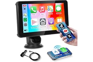 Wireless Carplay Screen Portable Car Stereo Android Auto Screen, Rimoody 7 Inch Touch Screen Portable Car play Bluetooth FM Transmitter Mirror Link Voice control AUX Cable