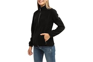 BISON BATTLE Giacca in Pile da Donna Felpa con Zip Intera E Tasche Colletto Rialzato Due Tasche Laterali Interne per l'escursionismo E Il Tempo Libero