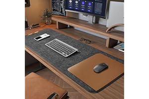 Eurhomewit Tappetino Scrivania Feltro, 100X40cm Sottomano Scrivania, Tappeto Scrivania Antiscivolo, Tappetino Mouse e Tastiera, Desk Mat Grande Tappetino Mouse XXL per Ufficio e Casa -Grigio Scuro