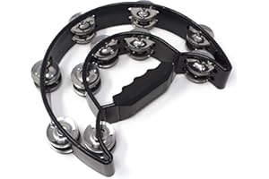 Tone Deaf Music MT1 Tambourine - Double Half Moon (Black). Hand Percussion Shaker Musical Instrument