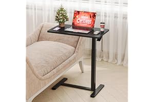 Dripex Table d'appoint avec roulettes Hauteur réglable pour Ordinateur Portable, Bureau en Bois, canapé, Table de Nuit, café pour Chambre, Salon Noir