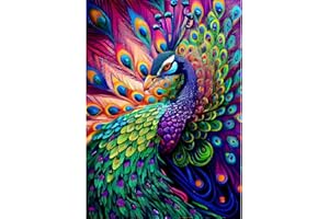 DAERLE Pavone colorato Pittura Diamante Fai Da Te, 5D Pavone Diamond Painting Kit Completo per Adulti, animale Diamant Painting per Bambini, Decorazioni per Casa 30x40cm