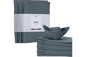 JEMIDI Servilletas Tela - 12x Servilletas Azules de Tela de 100% Algodón Oeko Tex - Servilletas Tela Azul con Aspecto de Lino - Set 12x Servilleta de Algodón 40 x 40 cm