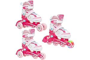 Raven - Pattini a rotelle per bambini, ragazze, adulti, bambini - Pattini a rotelle 3 in 1 con pattini quad, per principianti - Regolabili