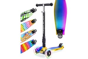 BOLDCUBE Big Fold | Three Wheel Scooter for Children Ages 5-10 Years | LED Wheels with Flashing Lights | Height Adjustable 65 to 89 cm | Rear Reflectors