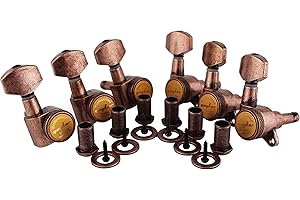 Guyker Afinadores de bloqueo de guitarra (6 para la derecha) – 1:18 Lock String Tuning Key Pegs Machine Head Reemplazo para ST TL SG LP Style Guitarras eléctricas, folclóricas o acústicas – Bronce