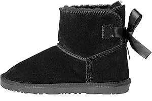 kamelshopping Mädchen Lammfell Boots zum Schlupfen, 30-36, Obermaterial Veloursleder, Futter aus echtem Lammfell