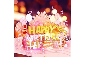 OMGPEIKE Large Birthday Card, Musical & Light Happy Birthday Card with Blow-out Candle, 3D Pop Up Birthday Card for Men Women Husband Wife Sister, Greeting Card Birthday Gift For Mom Dad Daughter Son Friends