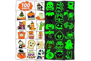 ACEVEGUE 100 Hojas Tatuajes Halloween Niños,Tatuajes Fluorescentes Halloween,Tatuajes Temporales Pegatinas Halloween Niña Niños,Decoracion Chuches Adornos Regalos Halloween