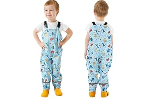 Domueay Pantaloni Impermeabili Bambino Bambina Pantaloni Pioggia Leggero Traspirante Salopette Antipioggia Antivento Pantaloni Fango Riflettente per Ragazzi Ragazze 2-7 Anni, 86-140