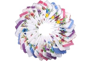 BOAO Lot de 30 mouchoirs en coton doux pour femme - 30,5 cm - Imprimé floral vintage - Pour cadeau de mariage, décoration d'intérieur