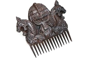 Handicraftviet Hand-Carved Wooden Comb, Wooden Viking Comb for Men's Hair, Beard, and Mustache, Great Gift - Natural Wood