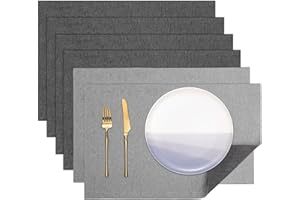 Banchif Manteles Individuales Lavables Juego de 6 Manteles Individuales de Lino Antideslizantes salvamanteles Individuales de Doble Cara 45 X 30 cm (Gris Claro-Gris, Rectangular Juego de 6)