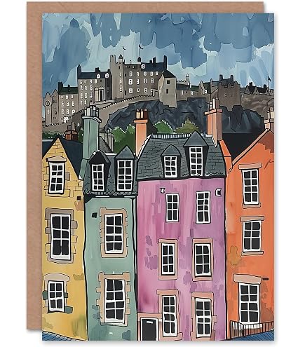 Artery8 Biglietto D'Auguri Edinburgh North Bridge Alba Nebbiosa - Vuoto Interno 17,5x12,5 Cm