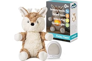 Cloud b Sound Machine with White Noise Soothing Sounds | Cuddly Stuffed Animal & Nomadic Nightlight | Record Parent Voice | Adjustable Settings and Auto-Shutoff | LoveLight™ Buddies - Finley Fawn™