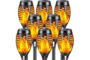 YAZEKY Lumières Flamme Solaire Exterieure, Lampe Solaire Flammes Torche Exterieur,Lampe Solaire Exterieur Jardin IP65 Imperméable,Lumiere Torche Solaire pour Décor,Jardin,Patio,Chemins (8 Pièces)