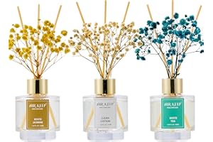 ‎AIRKEEP Airkeep Raumduft 50ml x3, Reed Diffuser mit Clean Cotton, White Jasmine, White Tea, Raum Duft mit 24 Duftstäbchen, Lufterfrischer für Badezimmer, Wohnung, Heimdekoration
