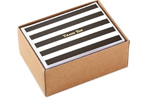 Hallmark Boxed Thank You Cards - Gold Foil, Black & White, 40 Cards in 1 Design