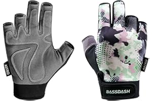 Bassdash Astro Heavy-Duty Sure Grip Guanti da Pesca Uomo Donna Guanti Senza Dita per Pesca Sportiva Kayak Paddling Vela MTB