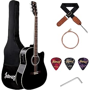 JUAREZ Arpéggio JRA41SP-Q-BK 104.14 cm (41 Inch) Semi-Acoustic Guitar Kit, Spruce Top, with Equaliser, Black