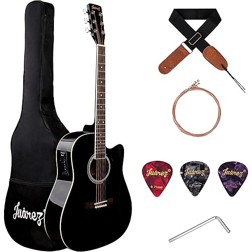 JUAREZ Arpéggio JRA41SP-Q-BK 104.14 cm (41 Inch) Semi-Acoustic Guitar Kit, Spruce Top, with Equaliser, Black