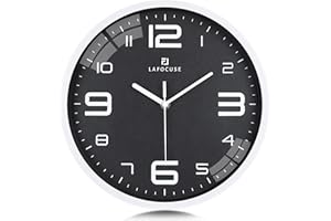 Lafocuse 30cm Orologio da Parete Nero Silenzioso Moderno, Grande Numeri 3D Facile da Leggere, Orologio da Cucina senza Ticchettio per Camera da Letto Soggiorno Ufficio