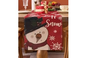 Vorysum Inverno Runner Tavola Natalizie Rosso Decorazioni Natalizie Pupazzo di Neve Centrotavola Natalizio Tovaglia Natale Runner da Tavolo Moderno Runner Autunnale Centro Tavola Natalizio 40 x 140cm