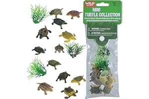 Wild Republic Polybag Mini Tortuga, Bolsa de Juguetes de la Selva, doce Especies de Animales de la Selva, Regalos de Cumpleaños para Niña y Niño, Animales Decorativos, Genial para el Juego Interactivo