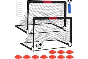 VAVOSPORT Kids Football Goals for Garden Set – 2 x 4ft x 3ft Portable Football Goals with Size 3 Ball, Pump, Cones & Carry Bag, Pop-Up Kids Football Net, Outdoor Garden Football Training Equipment Boys Gifts