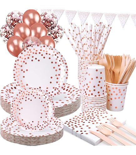 Pack Vaisselle Fête Zosenyer – 160 Pièces Pour 20 Personnes – Assiettes, Couverts Bois, Serviettes, Pailles, Gobelets