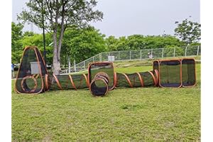 GAORUI 6-in-1 Haustier-Tunnelzelt für Katzen und Hunde, faltbar, für den Außenbereich, Pop-Up-Haustier-Laufstall, Käfigzäune, Haus