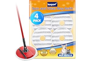 KEEPOW 4 Recharge pour Vileda Spin & Clean REINIGUNGSEIMER, Recharge Serpillère Microfibre pour Nettoyage Spin & Clean, Absorption Efficace et élimination des huiles