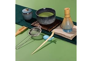 DiDiBirDi Japoński Matcha Bowl Set 9-częściowy, Whiskey Rack, Bambusowa Łyżka (Chashaku), Tradycyjna Bambusowa Miotełka (Chasen)