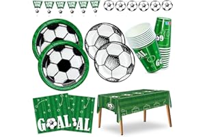 BFB Football Dessert Plates, Dinner Plates Napkins and Cups Set Disposable Tableware for Party
