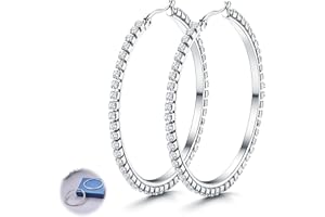 YADOCA Pendientes Aros de Plata para Mujer Niñas Ligeros con Circonita Cúbica Hipoalergénicos Pendientes Aros Grandes de Plata 30/40/50/60mm (Incluyen Caja de Regalo)