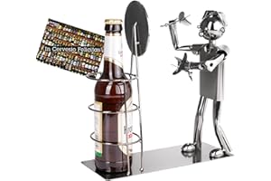 ‎BRUBAKER BRUBAKER Bierflaschenhalter Darts Meisterschaft - Metall Skulptur Flaschenständer Dartscheibe - Metallfigur Biergeschenk für Dartspieler und Darts Fans mit Grußkarte