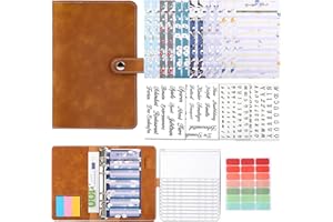 A6 Binder Budget Planner Deutsch, Qupuce PU Leather Ringbuch mit 12 Binder Taschen Geldumschläge, 12 Sinking Funds Organizer, Passende Aufkleber und Etiketten, für Money Organizer Cash Leveling