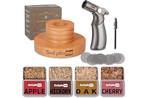 SMLPUAME Cocktail Smoker Kit with Torch, Old Fashioned Smoker Kit for Bourbon Whiskey Drink, Smoker Infuser Kit with 4 Flavors Wood Chips, Birthday Father's Day Gifts for Husband, Men, Dad (No Butane)