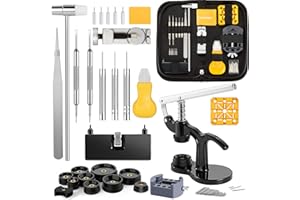 Eventronic Herramientas relojero+ Prensa de Tapa, Kit Relojero con Herramienta Cambiar Pilas Reloj, Juego de Herramientas Pasador de Enlace de Banda de Reloj con Estuche (88PSC)