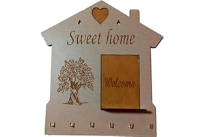 EDURAIT Portallaves de Pared Personalizado – Madera MDF Estilo Vintage – Organizador de Llaves Decorativo para Hogar u Oficina – Regalo Original de Casa Nueva. (CACTUS)