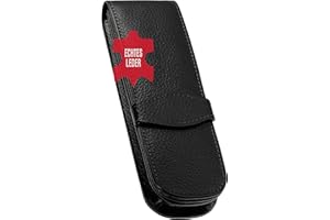 ONLINE Skórzany piórnik z prawdziwej skóry, czarny, na trzy długopisy, elegancki dodatek dla niej i dla niego